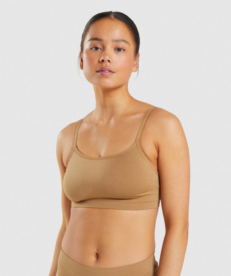 Bielizny Gymshark Seamless Scoop Neck Bralette Damskie Głęboka Brązowe | PL 254BHT